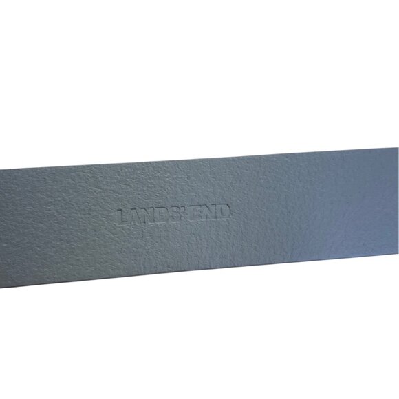 Mens Lands End Gray Leather Belt With Black Metal Buckle Size 38 - Picture 6 of 11